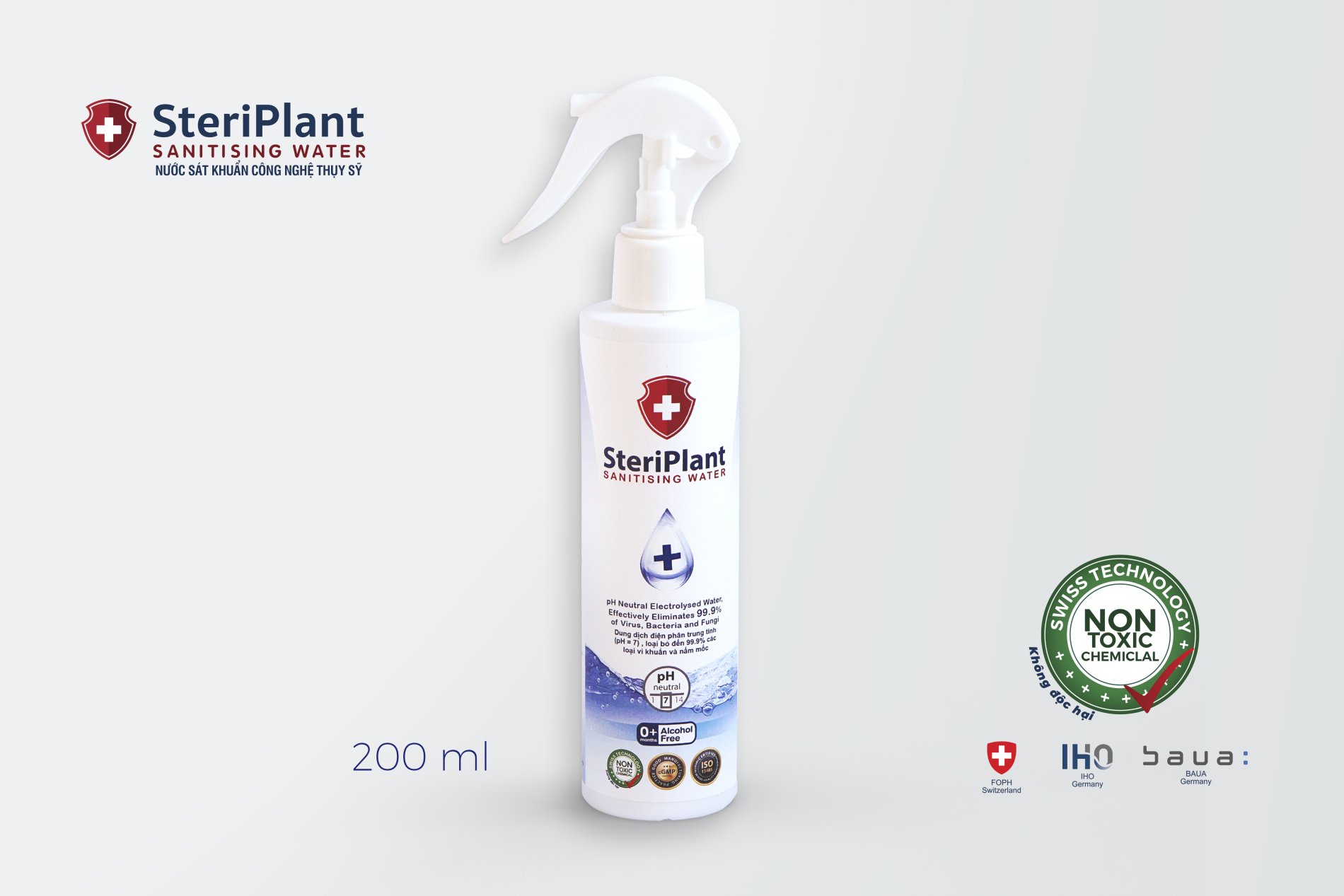 Sát khuẩn công nghệ Thụy Sĩ SteriPlant 200ml